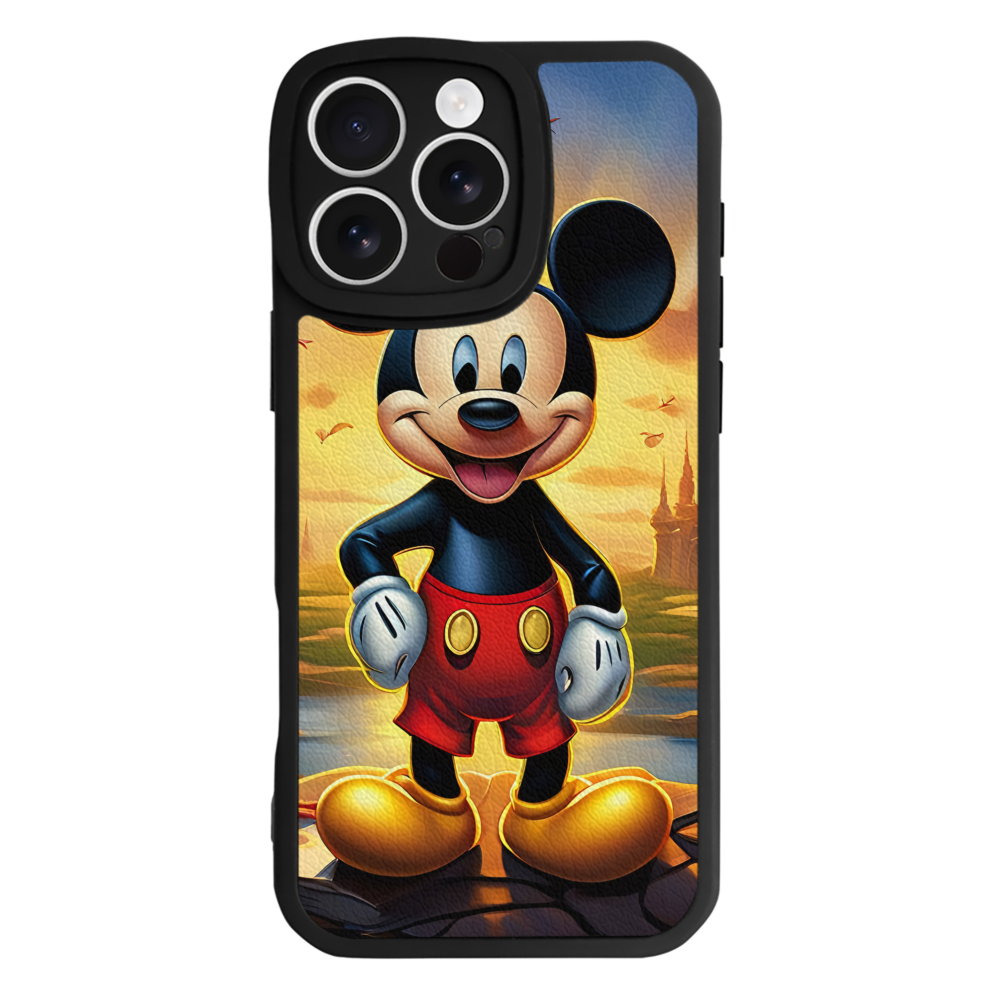 （画像用） ミッキーマウス Mickey Mouse 【iPhone 16シリーズ対応】シリコンスマホケース（レザー調） 材質：シリコン
